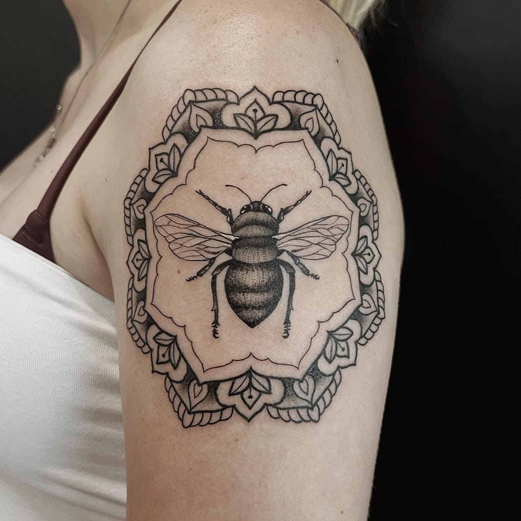 Mandala Bee Tattoo-1