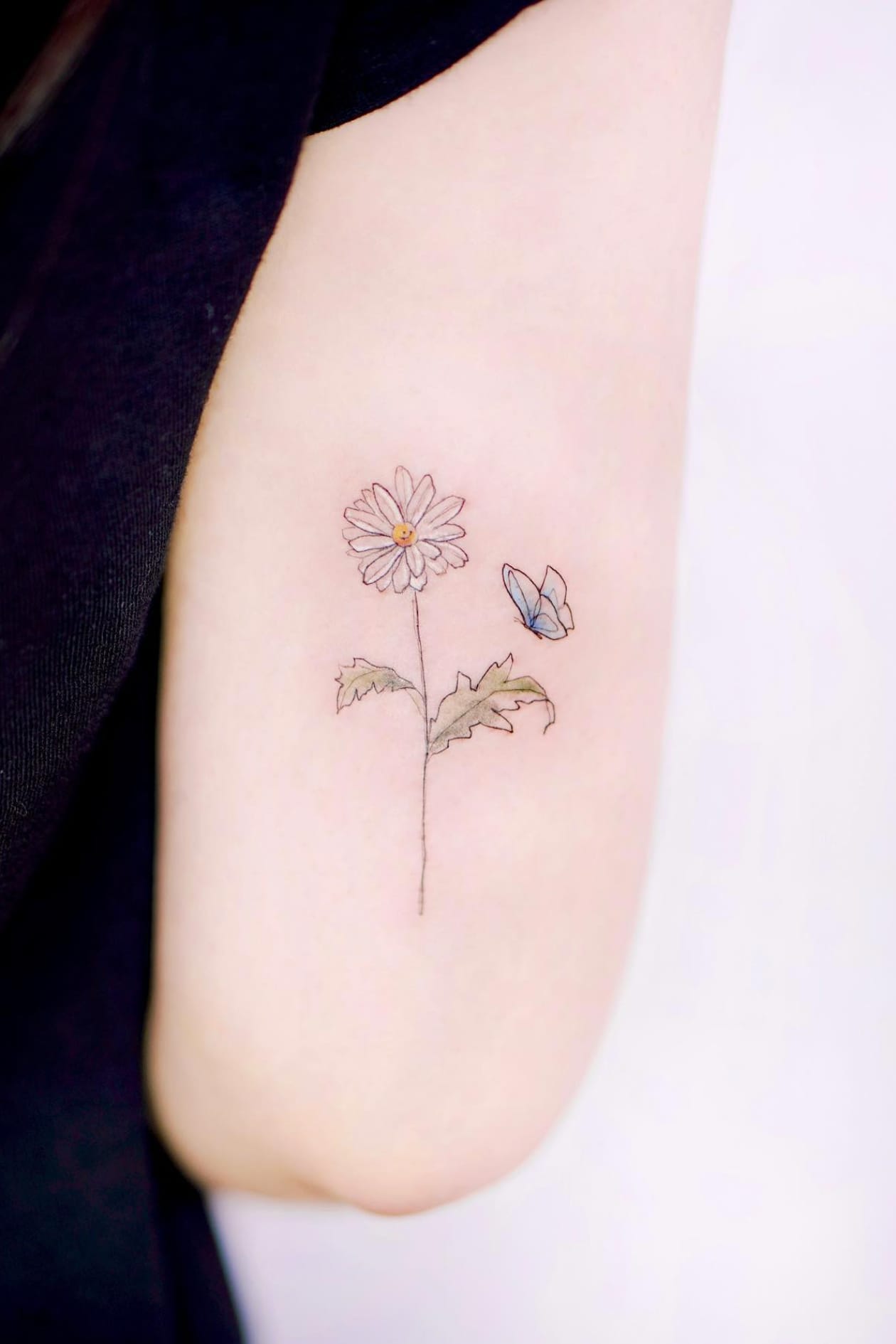 Daisy tattoo with butterfly