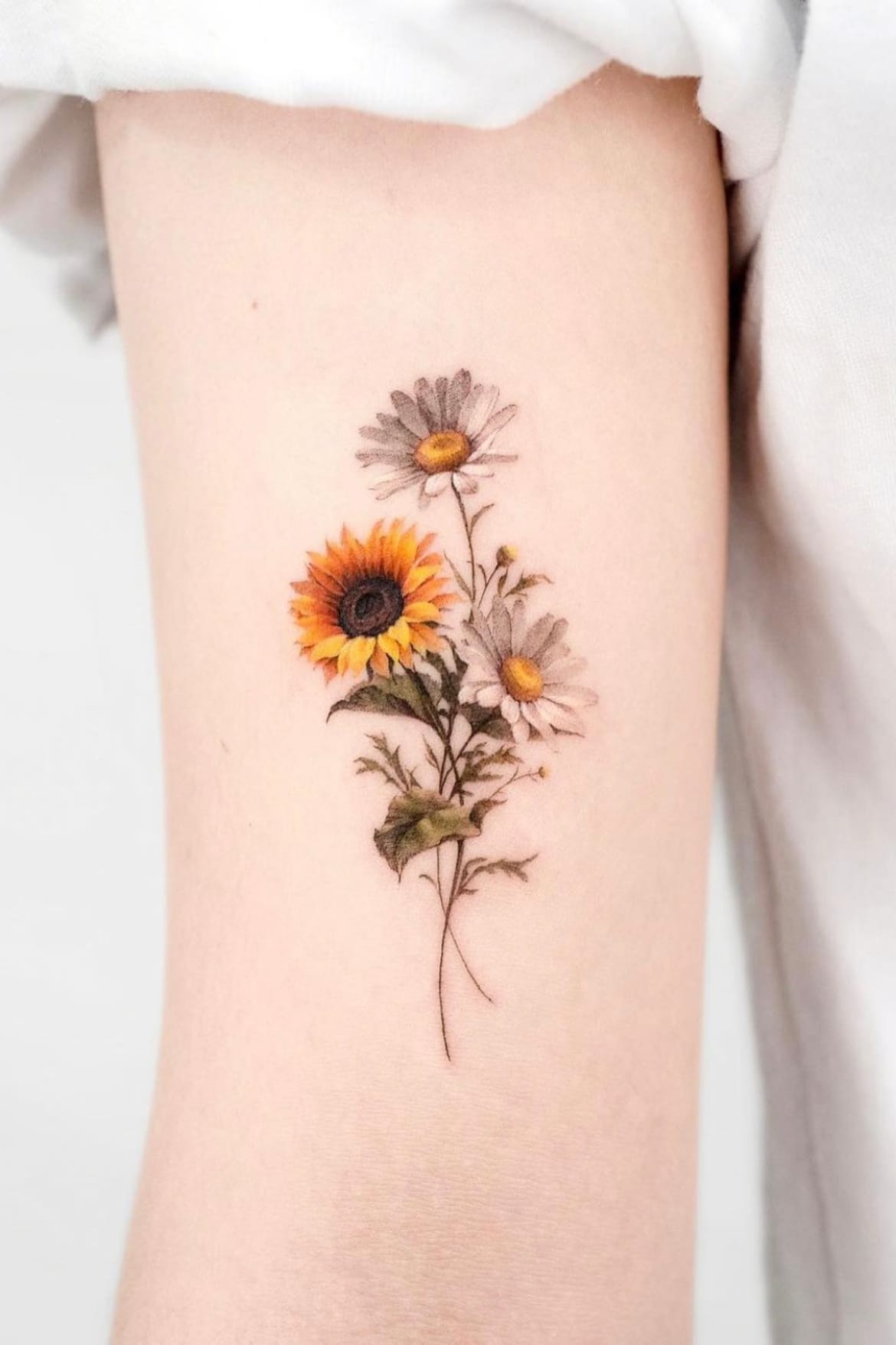 sunflower and daisy tattoo