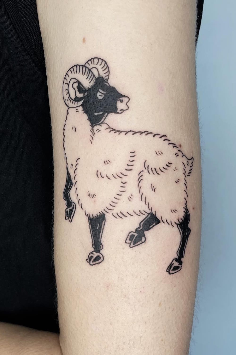 Black and White Ram Tattoo