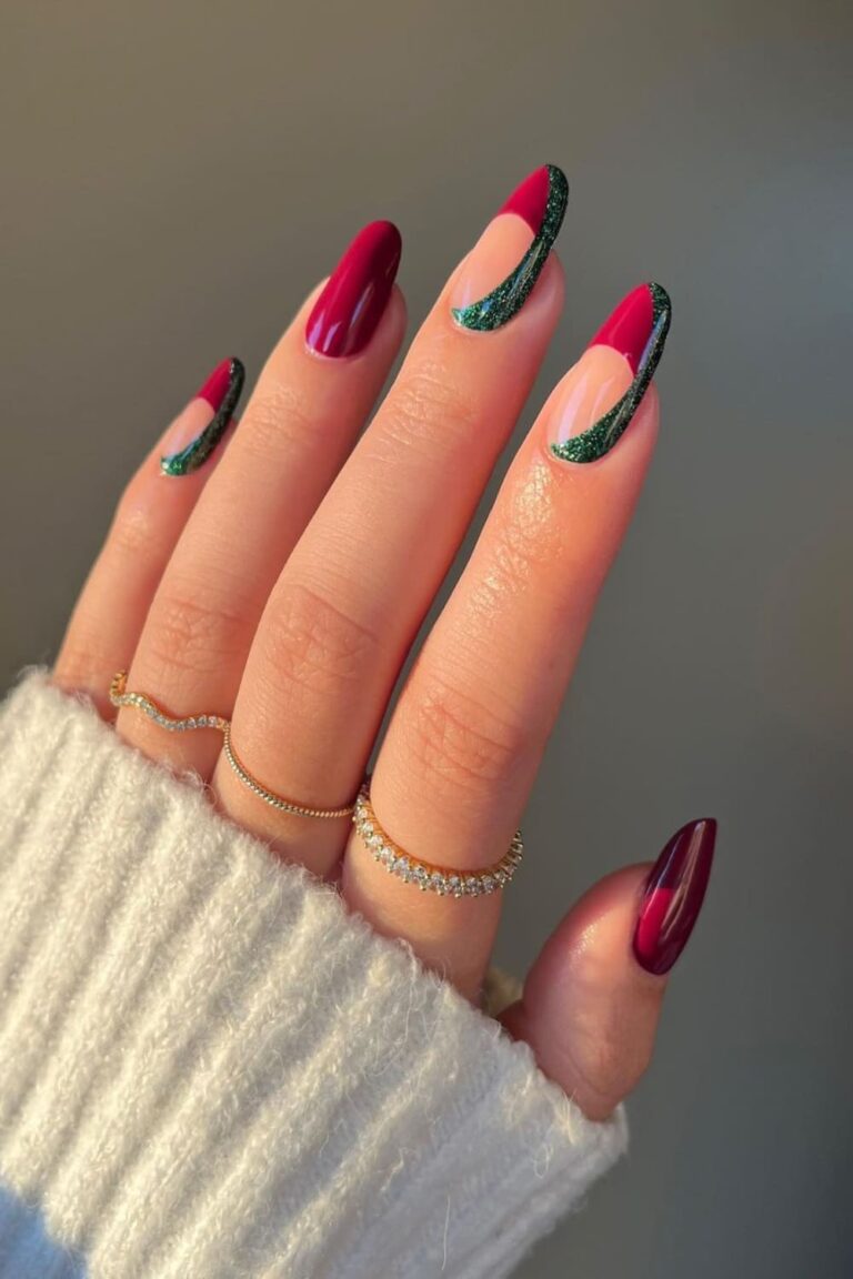 25 Popular Christmas French Nail Ideas