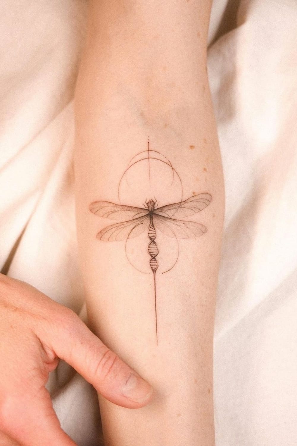 DNA Double Helix and Dragonfly Tattoo