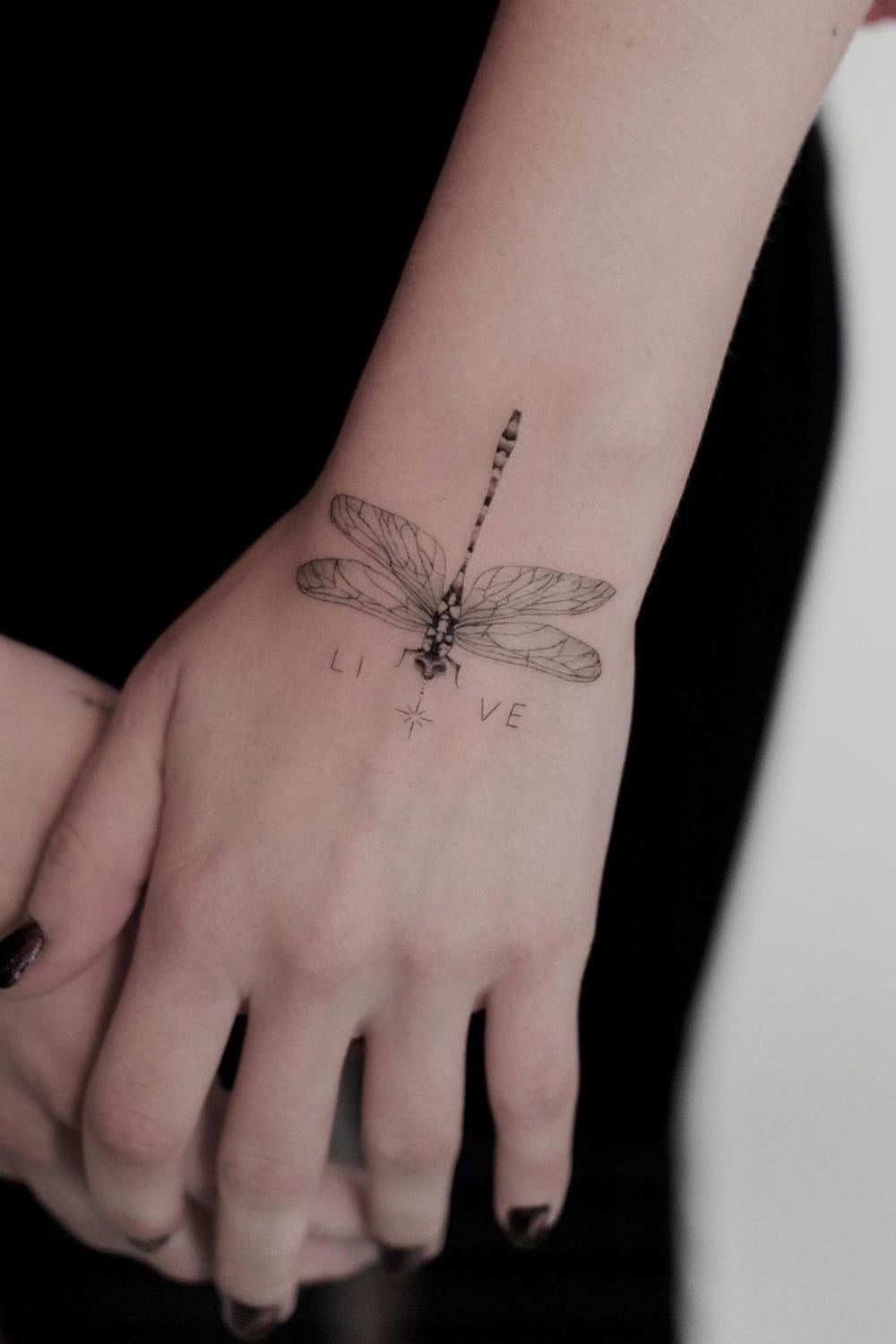 Dragonfly Tattoo On The Hand