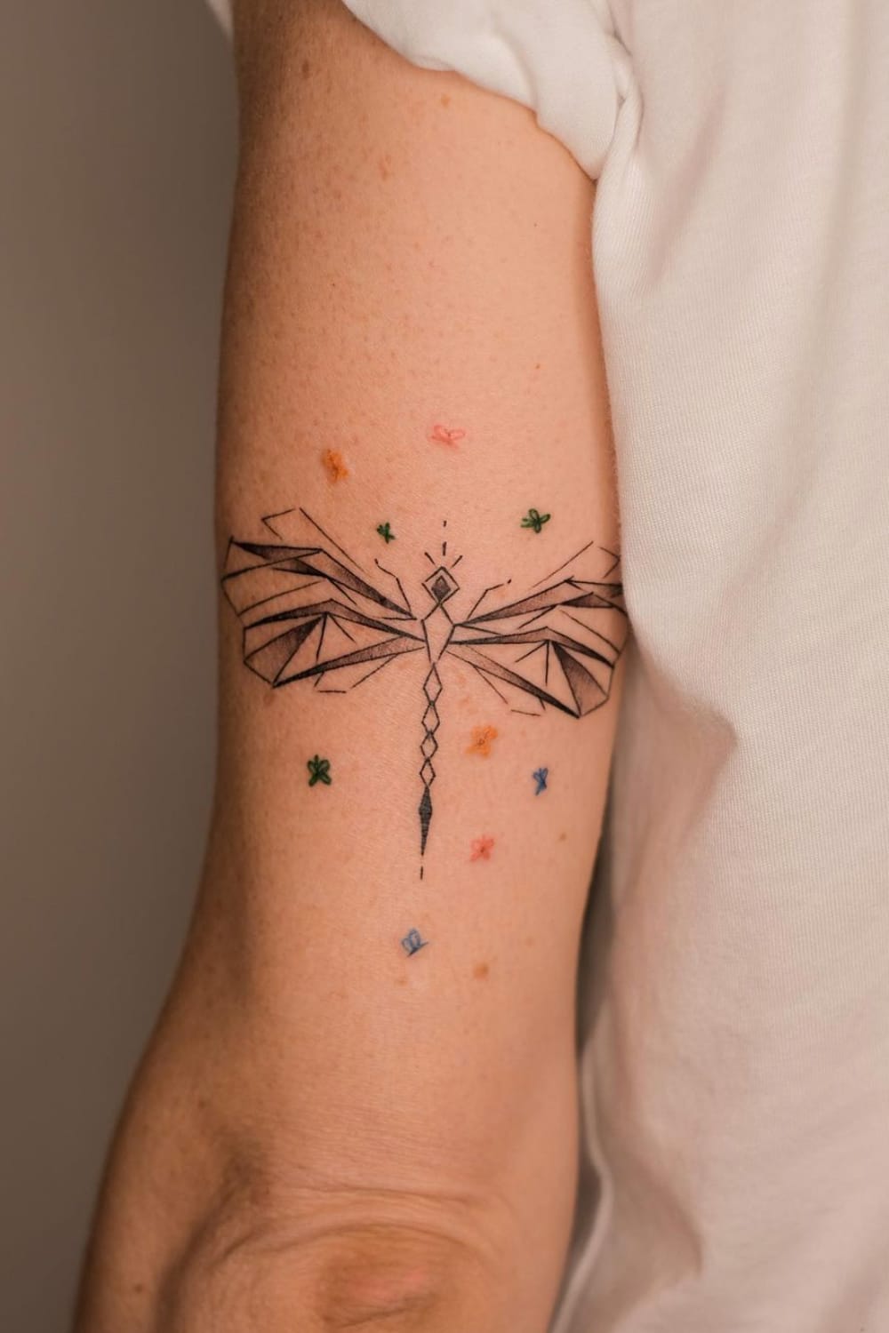 Geometric Dragonfly Tattoo