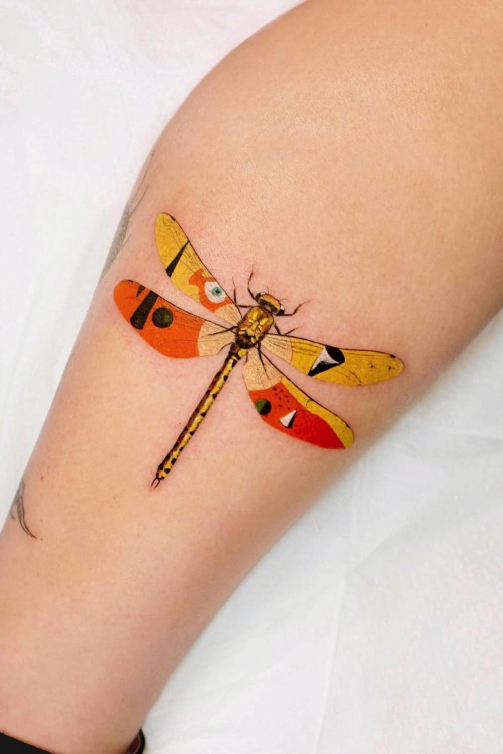 Golden Dragonfly Tattoo