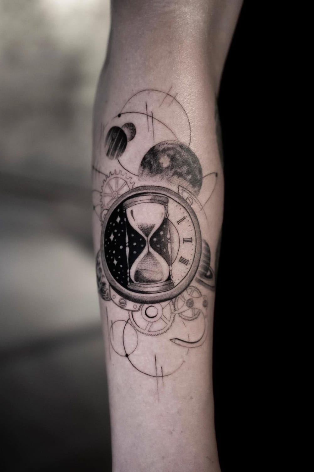 Hourglass and Clock Tattoo