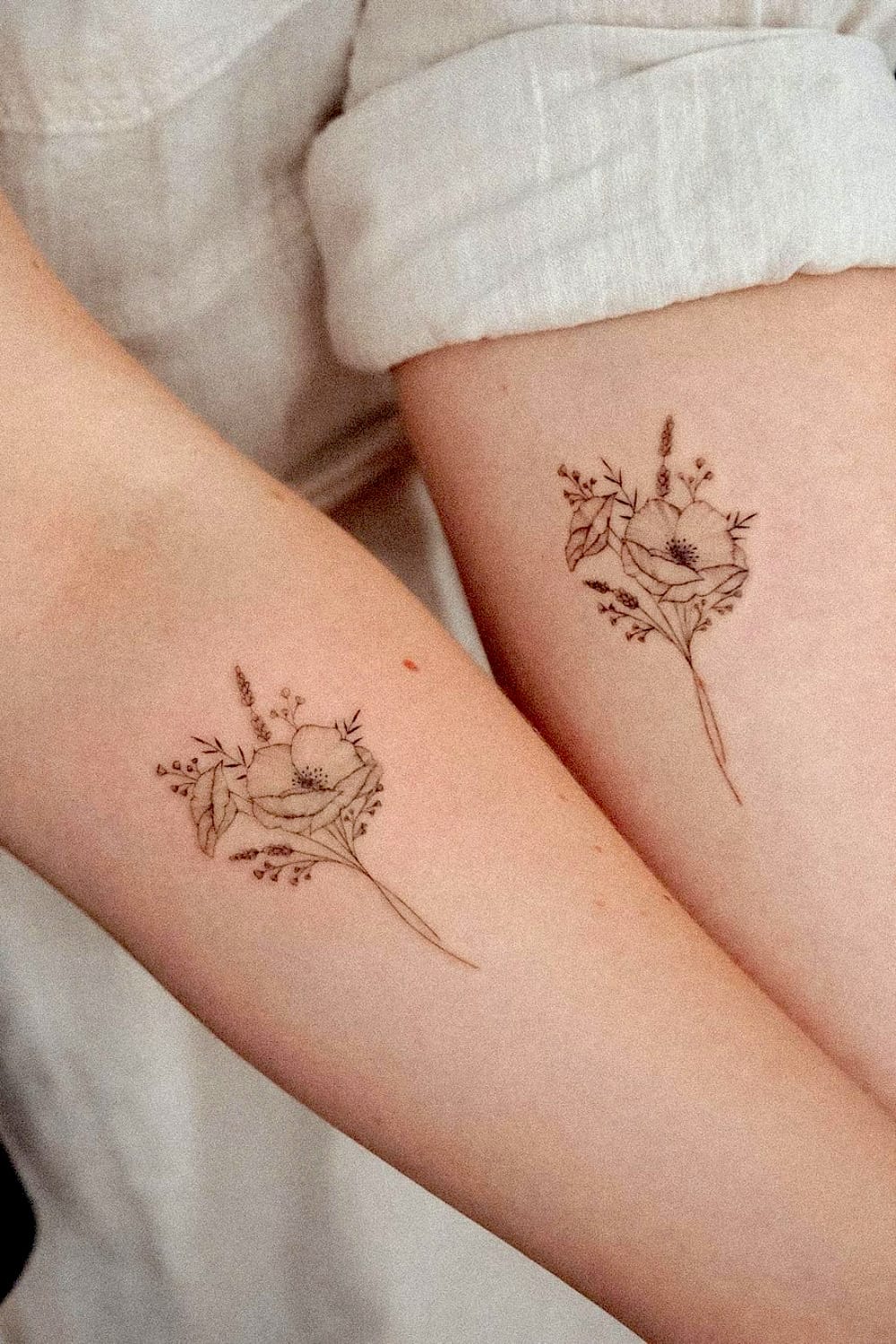 Poppy Bouquet Friendship Tattoo