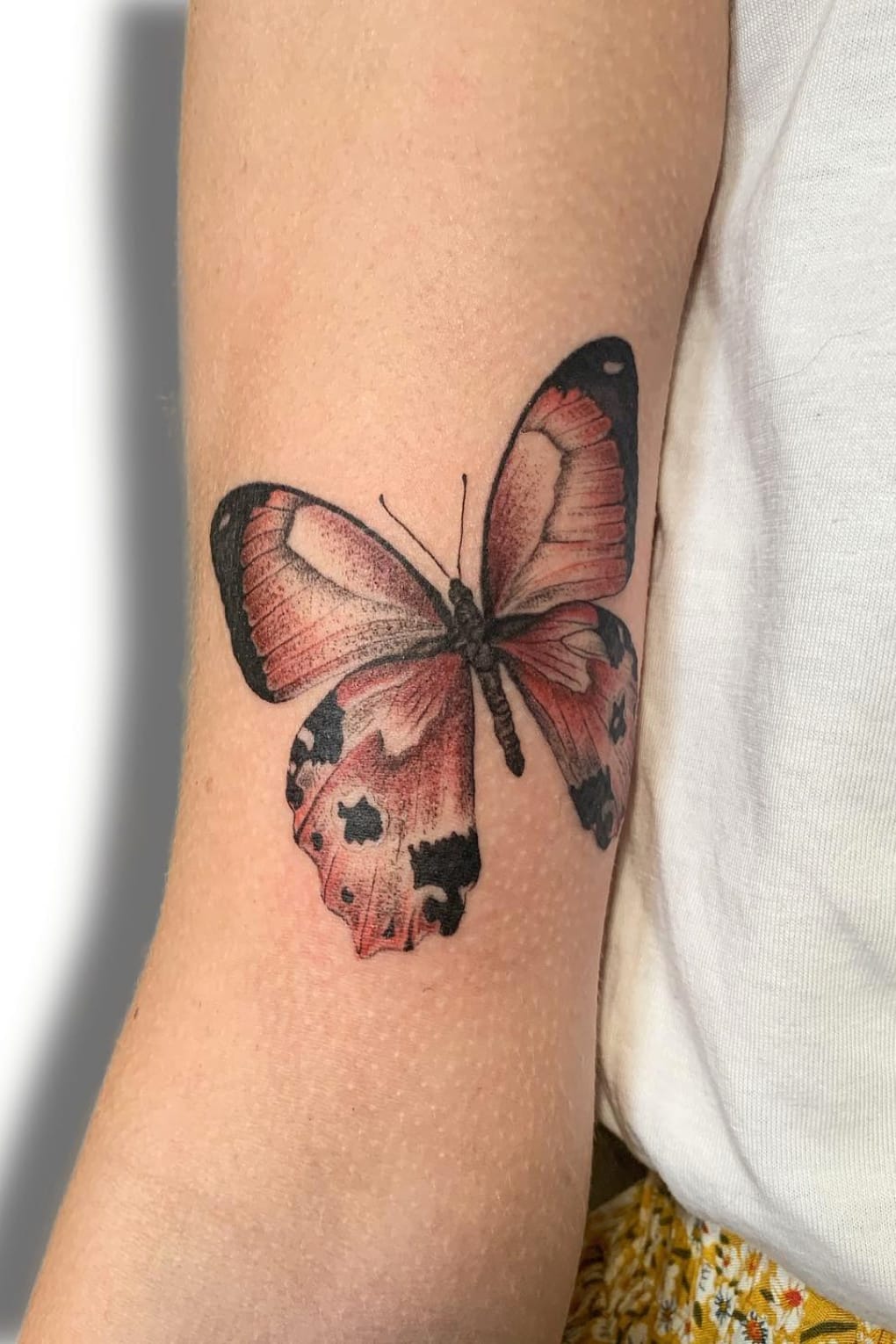 Realistic Red Butterfly Tattoo