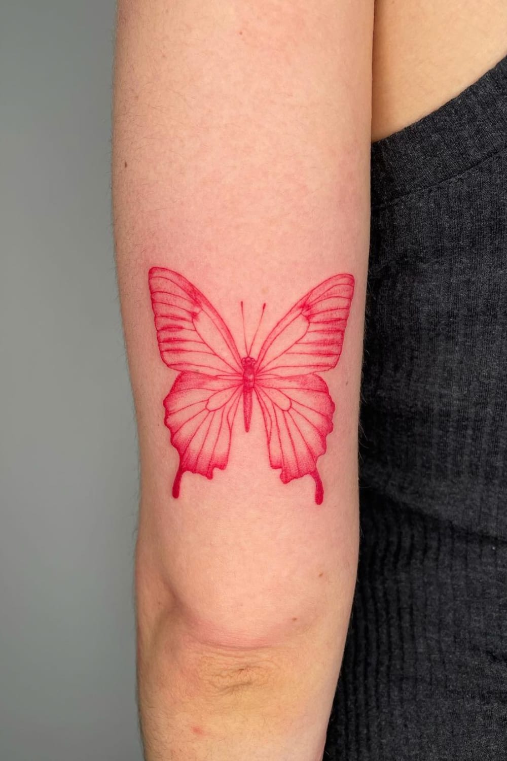 Red Butterfly Tattoo On Arm