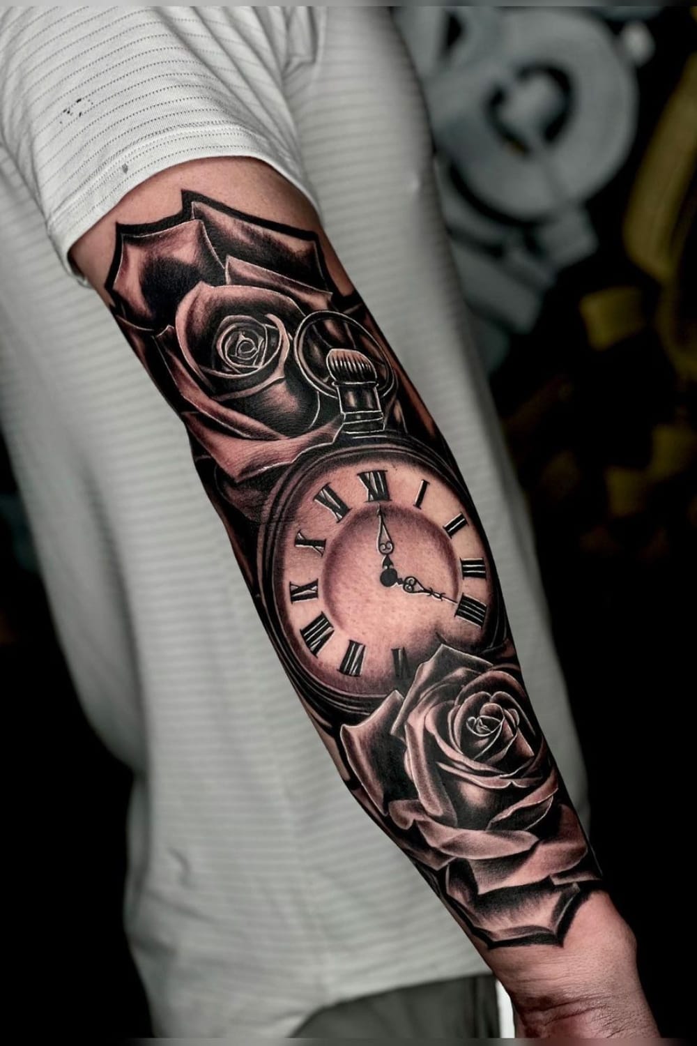 Rose and Clock Tattoo