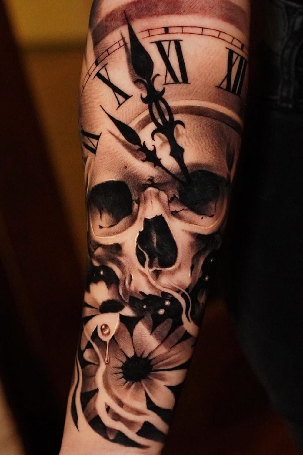 Skull and Clock Tattoo