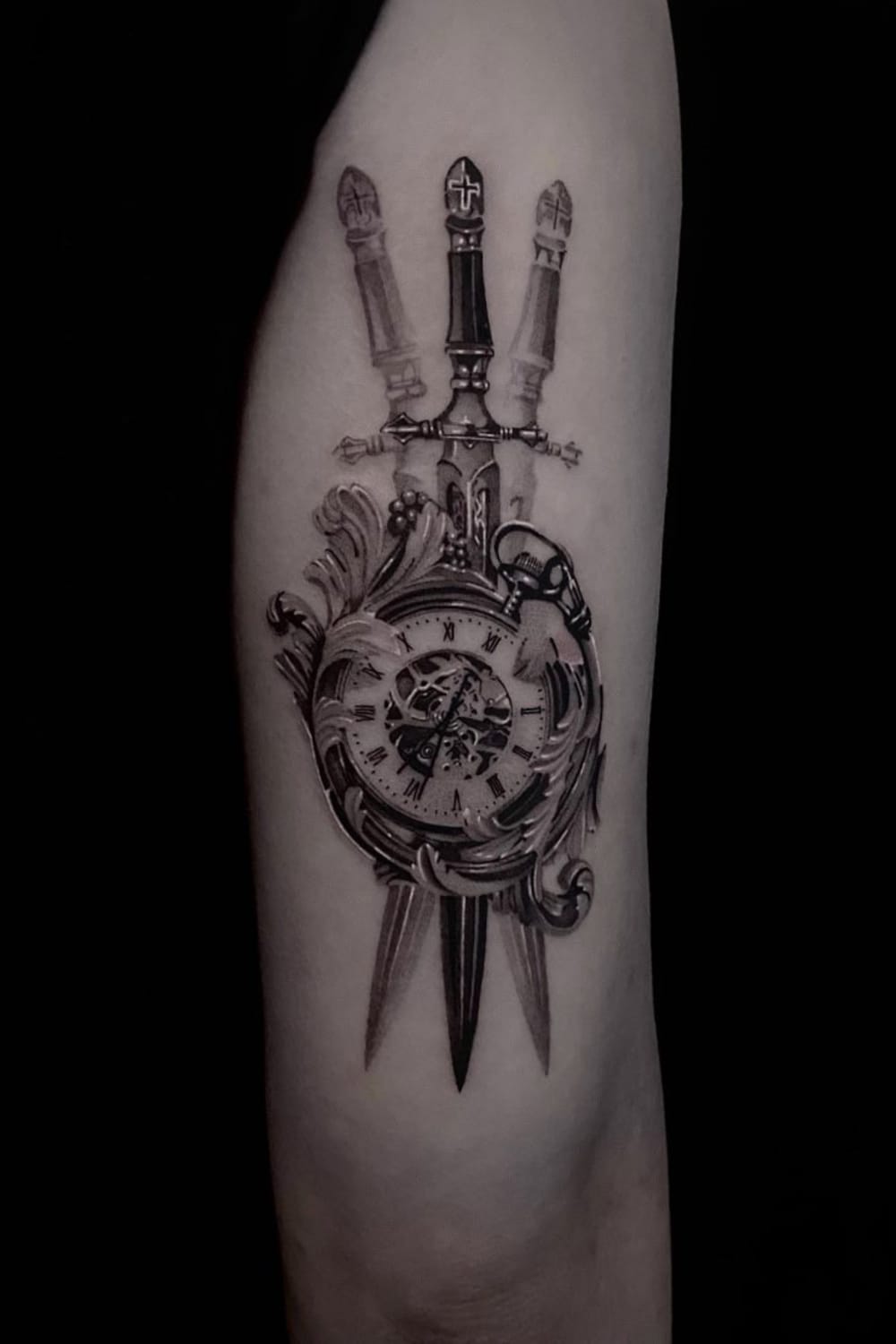 Sword and Clock Tattoo