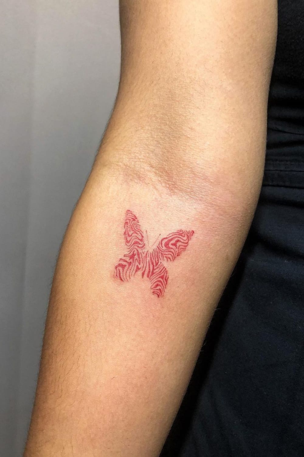 Unique Red Butterfly Tattoo