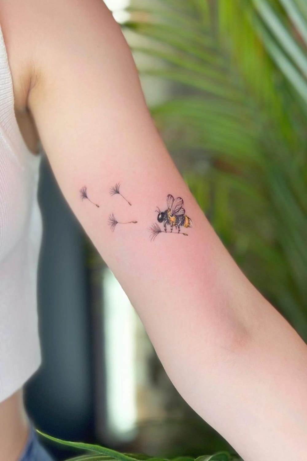 Bee and Dandelion Tattoo