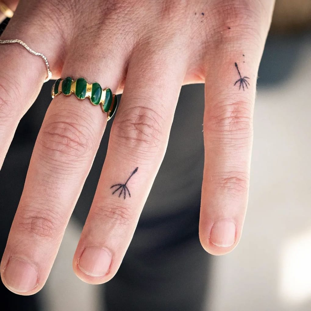 Dandelion Tattoo on Finger