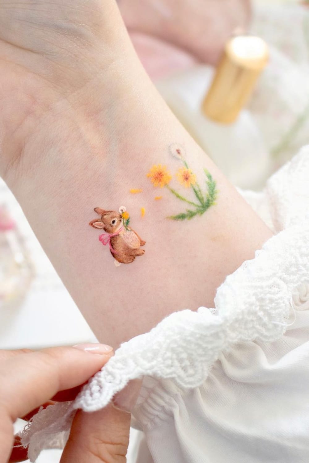 Rabbit and Dandelion Tattoo