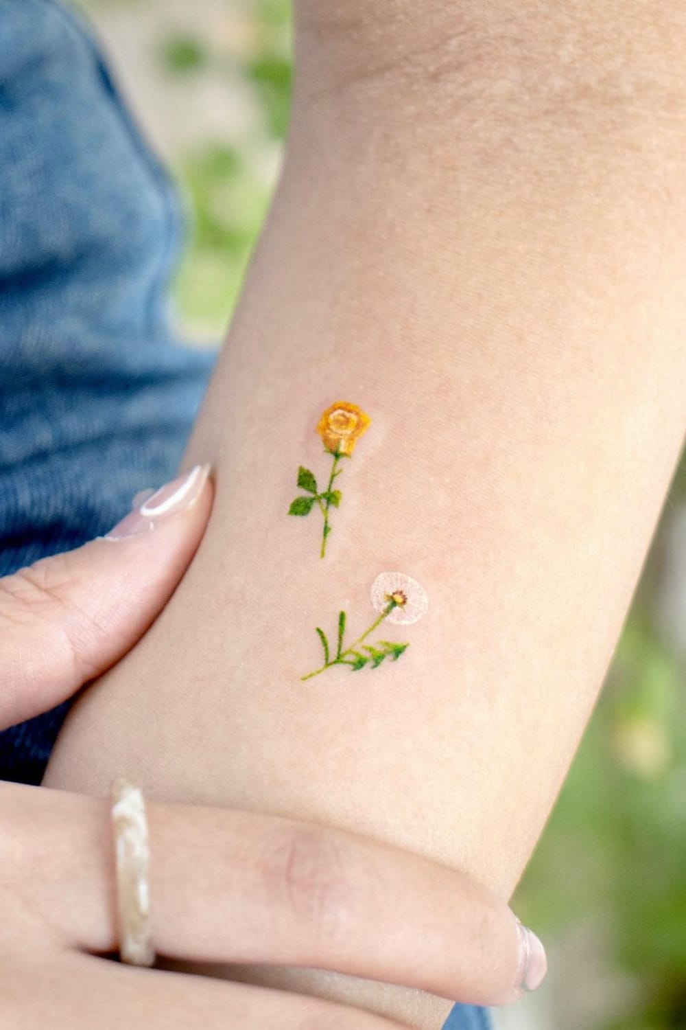 Rose and Dandelion Tattoo