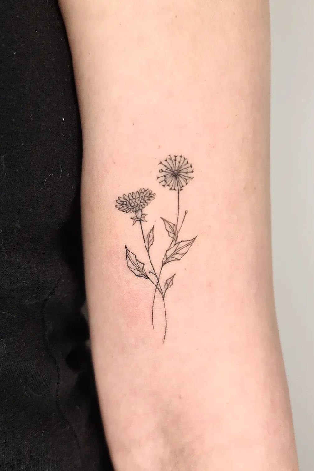 Sunflower and Dandelion Tattoo