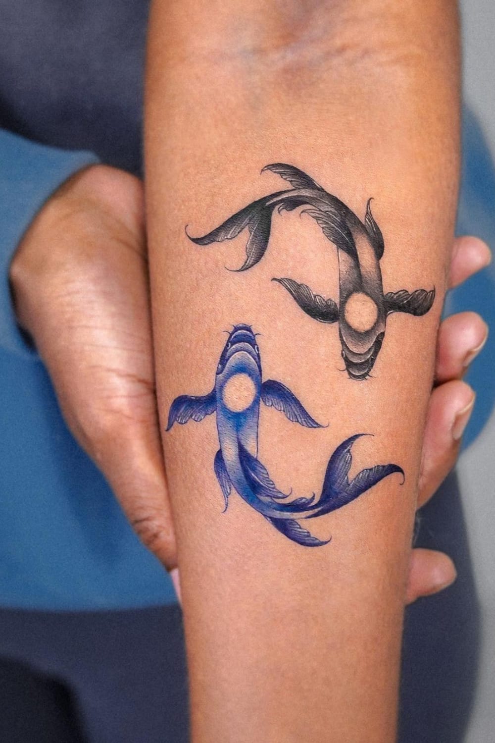 Black and Blue Koi Fish Tattoo