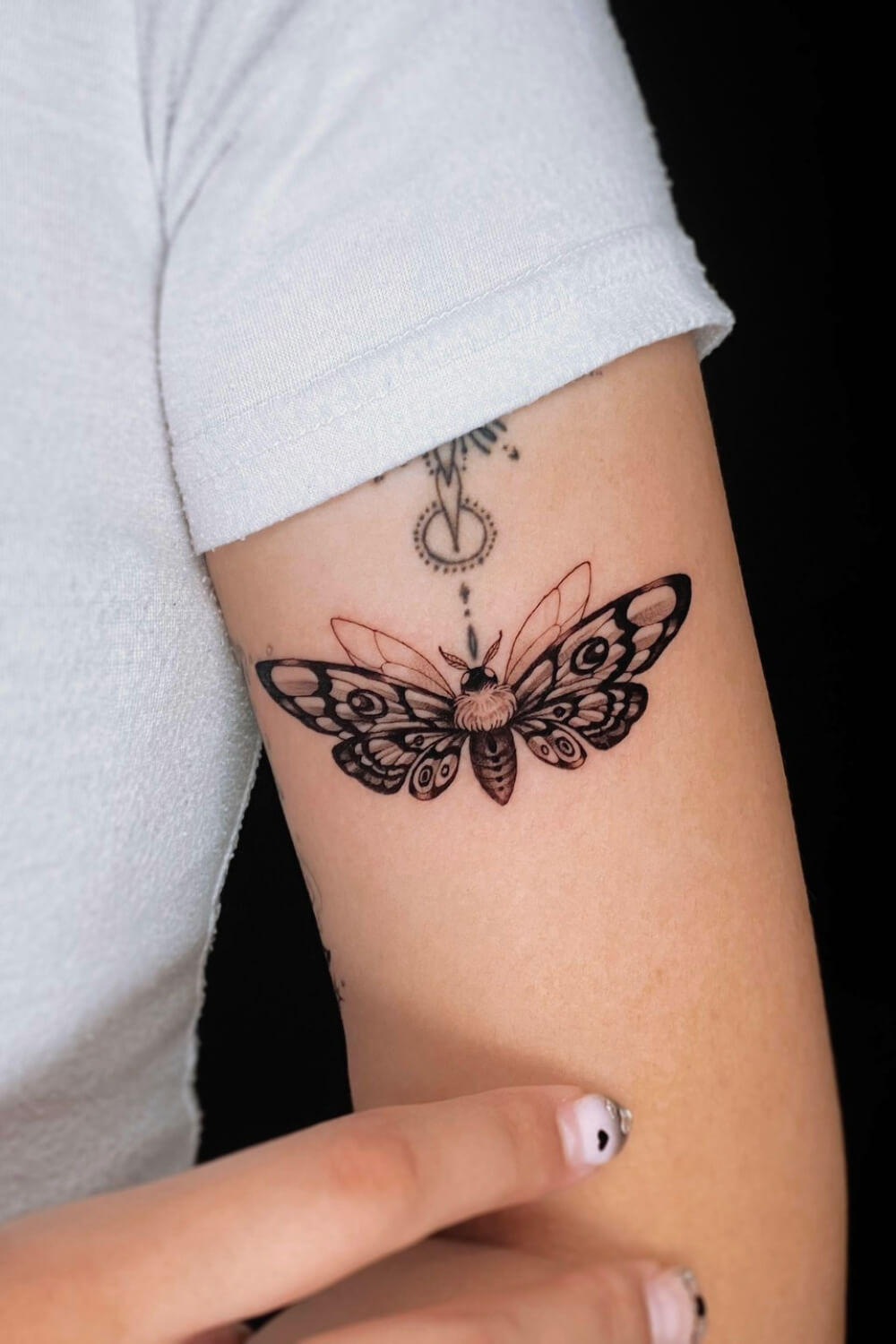 Black and Red Moth Tattoo