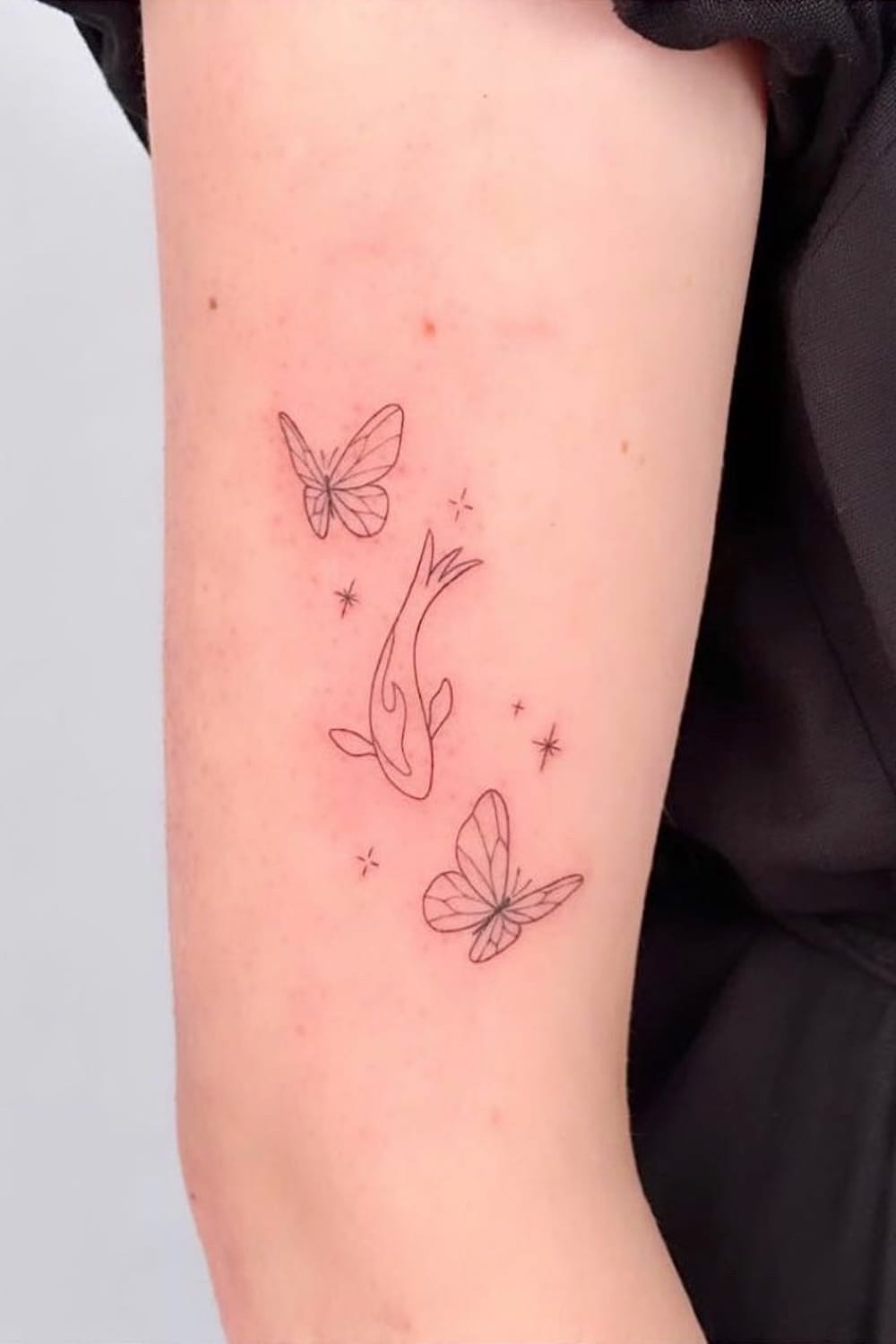 Butterfly and Koi Fish Tattoo