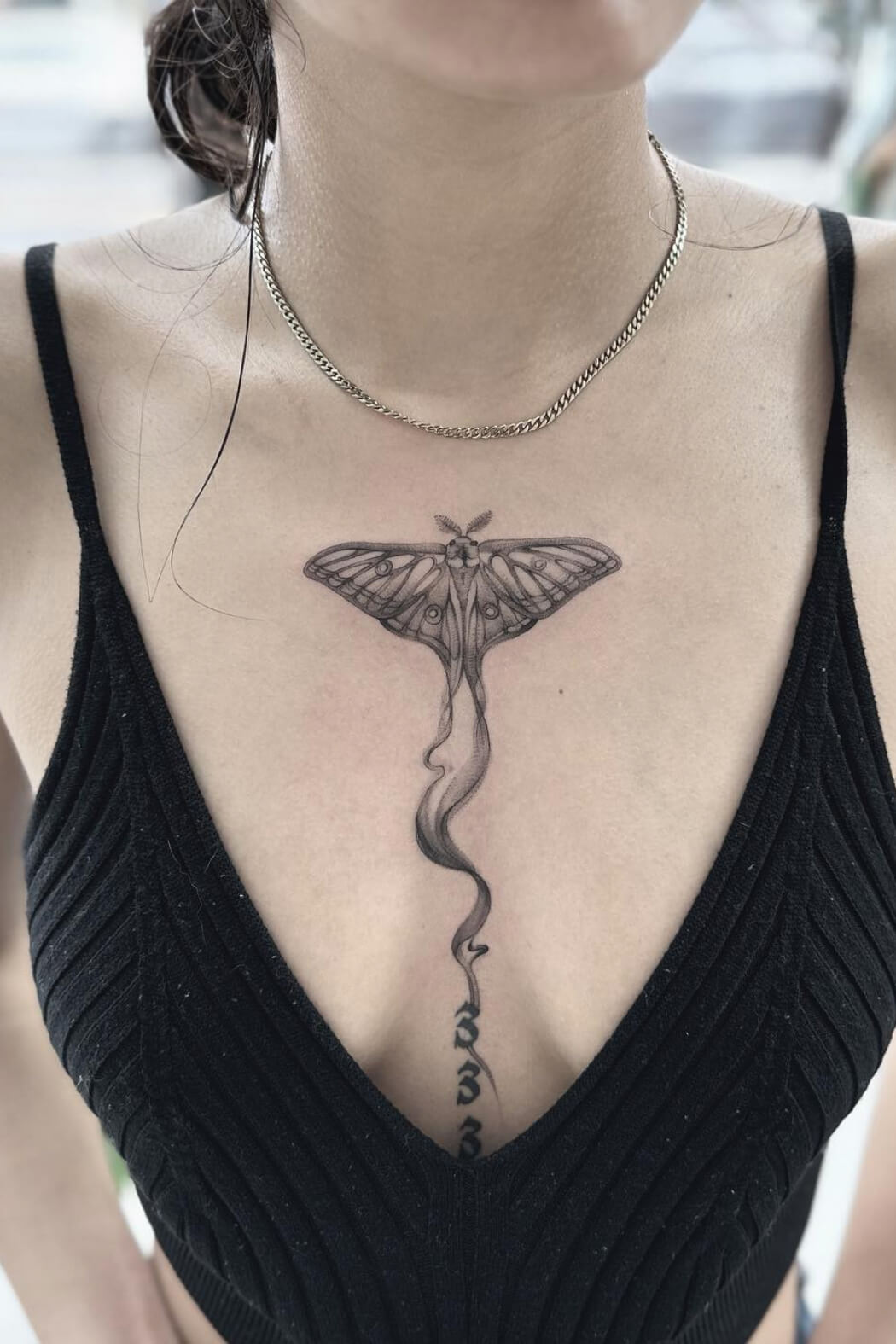 Moth Tattoo on Chest