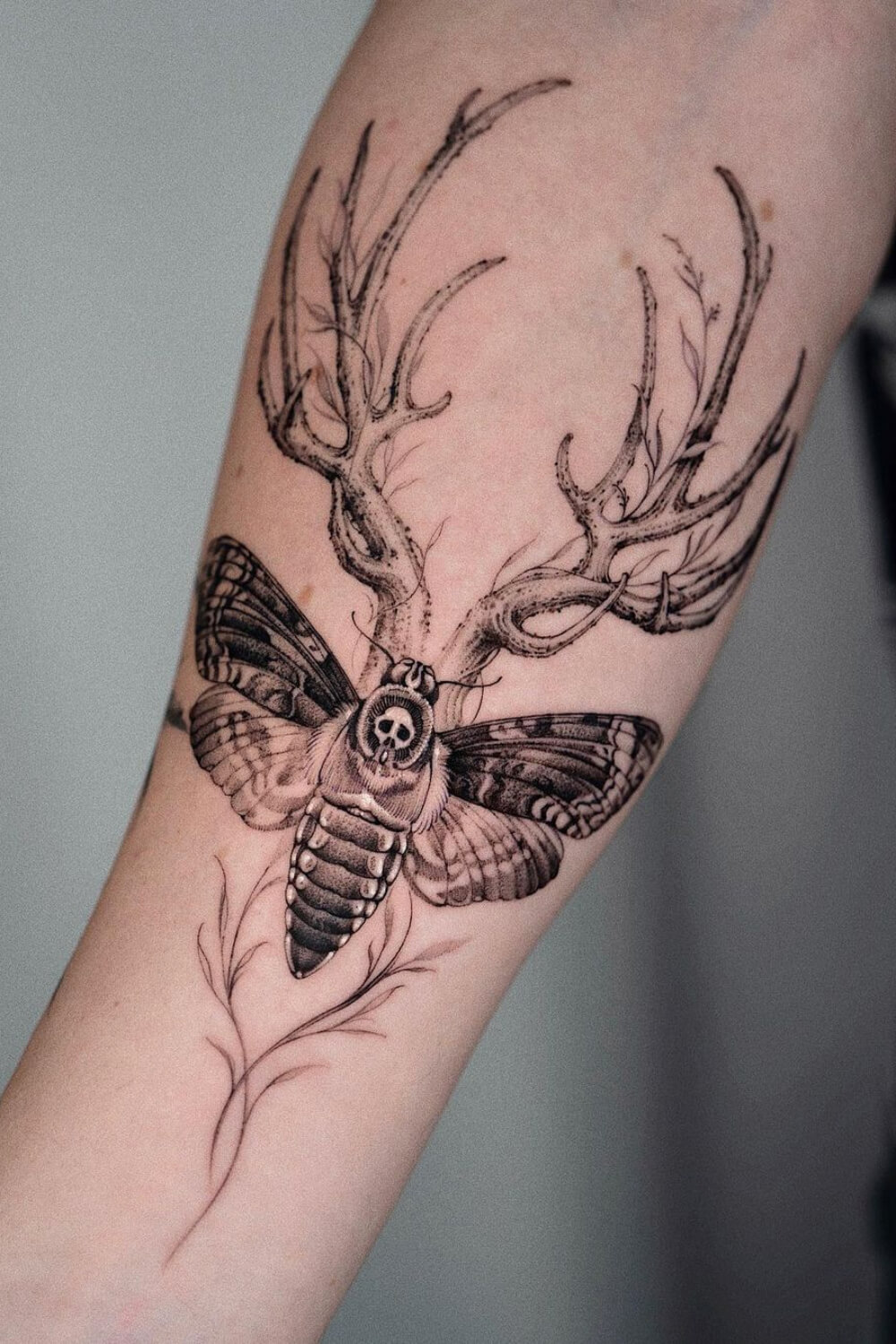 Dead Tree and Moth Tattoo