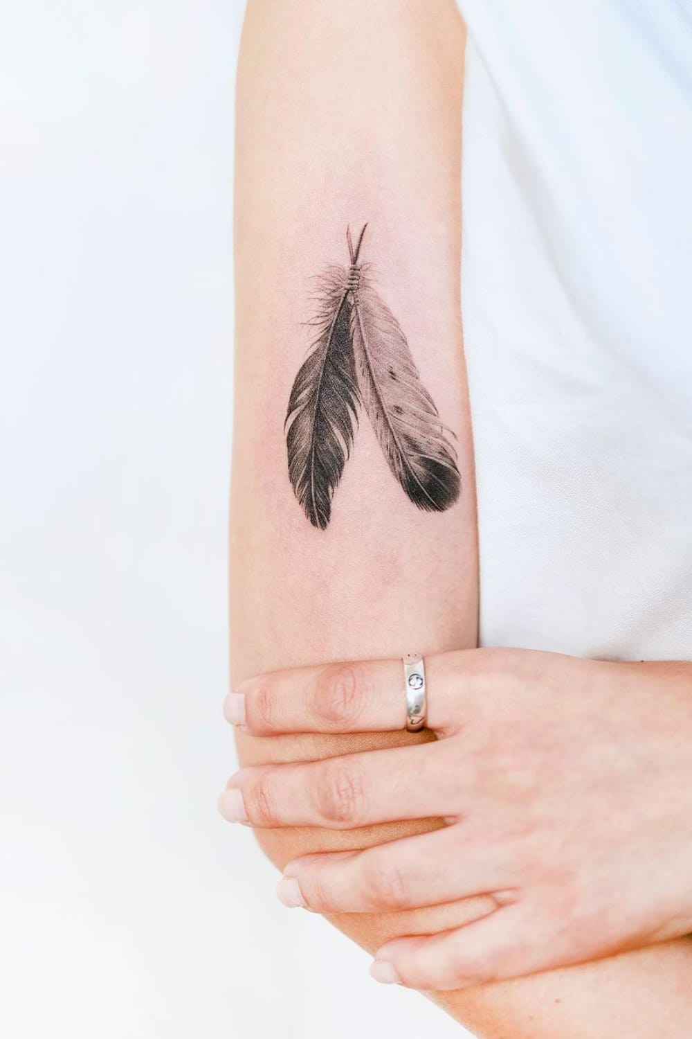 Double Feather Tattoo