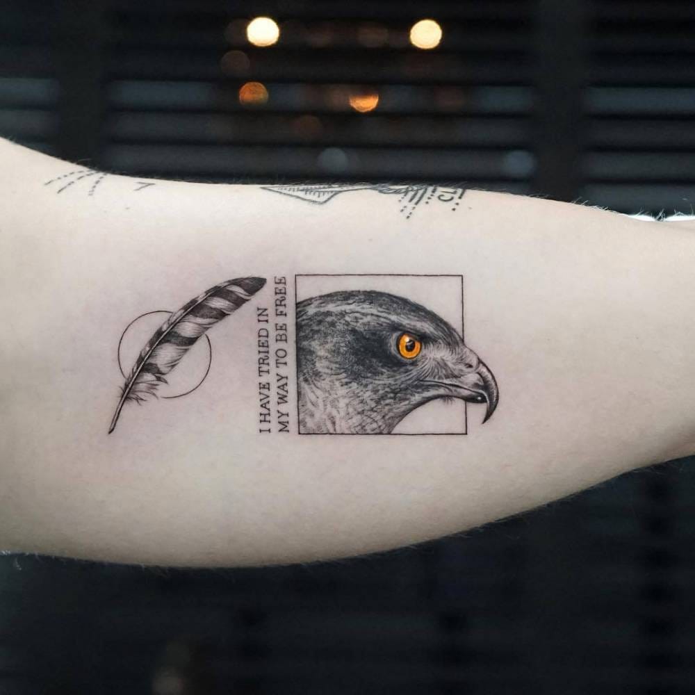 Eagle and Feather Tattoo 