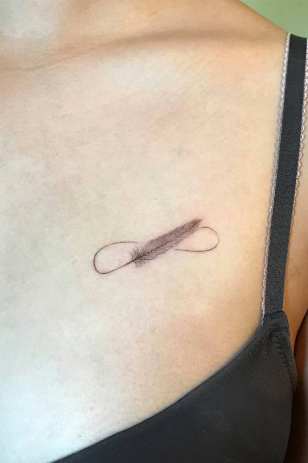 Feather Tattoo With Infinity Symbol