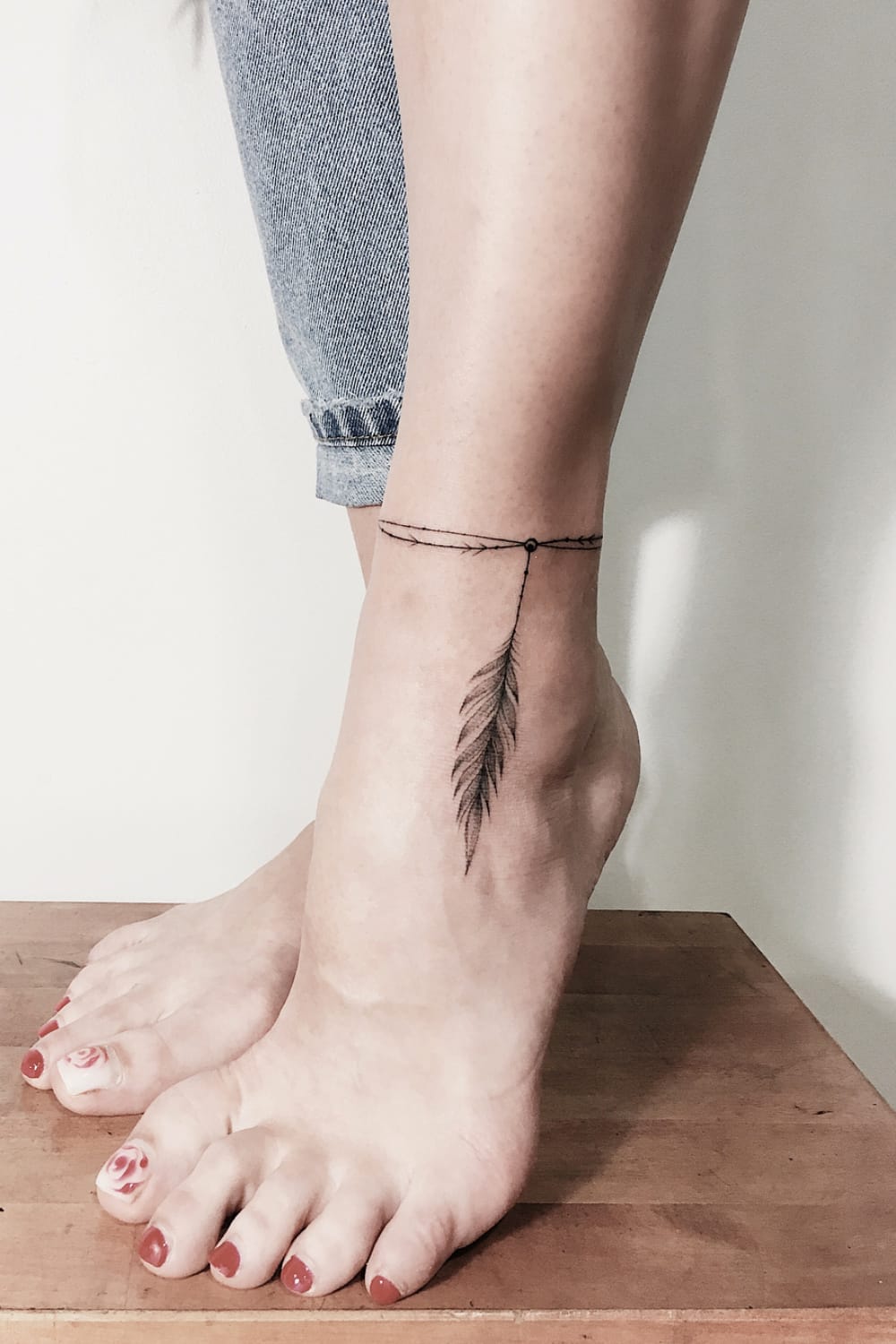 Feather Tattoo on Ankle