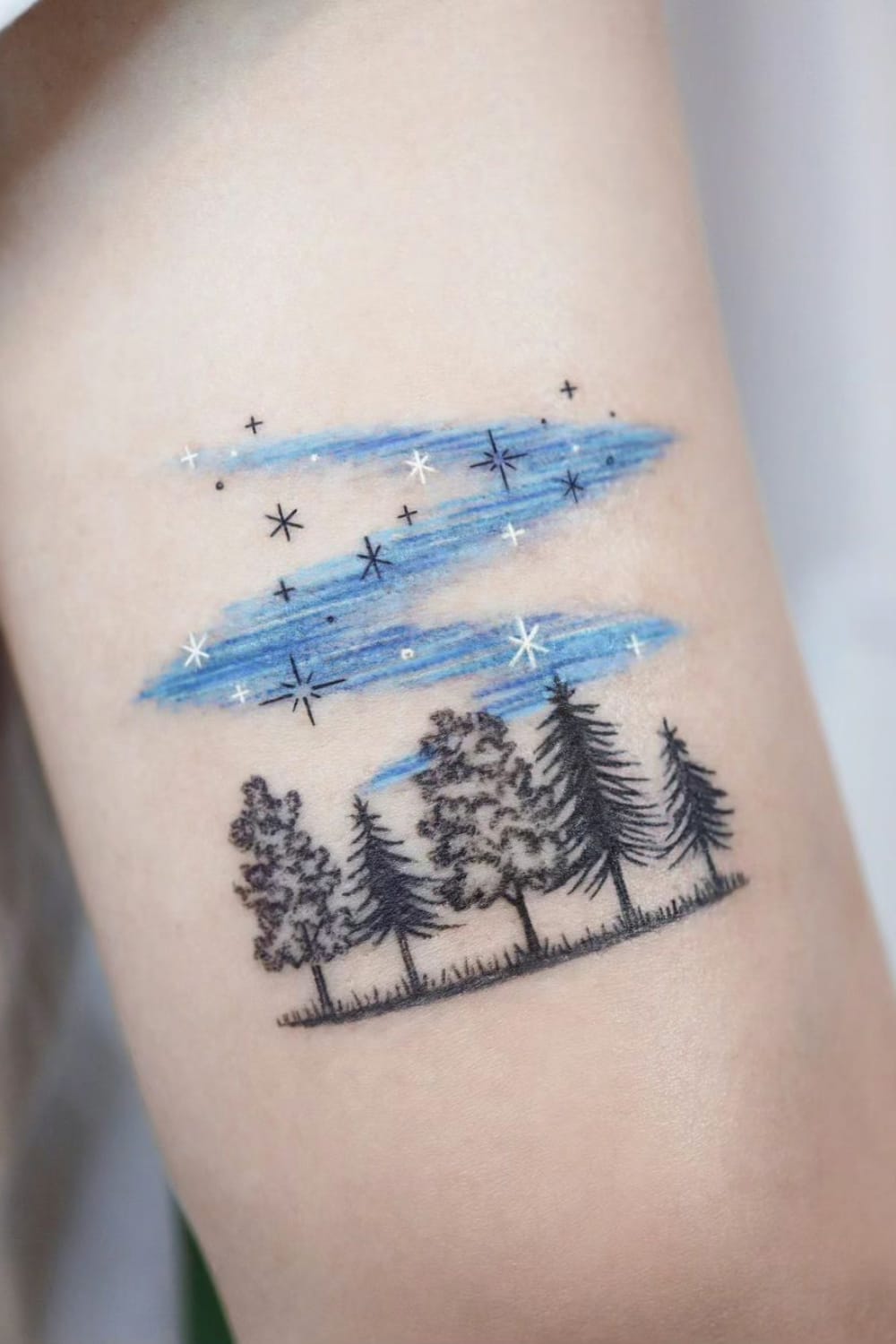 Galaxy and Tree Tattoo