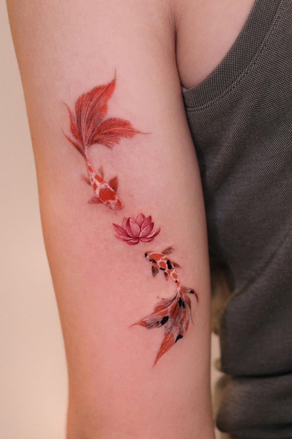 Lotus and Koi Fish Tattoo