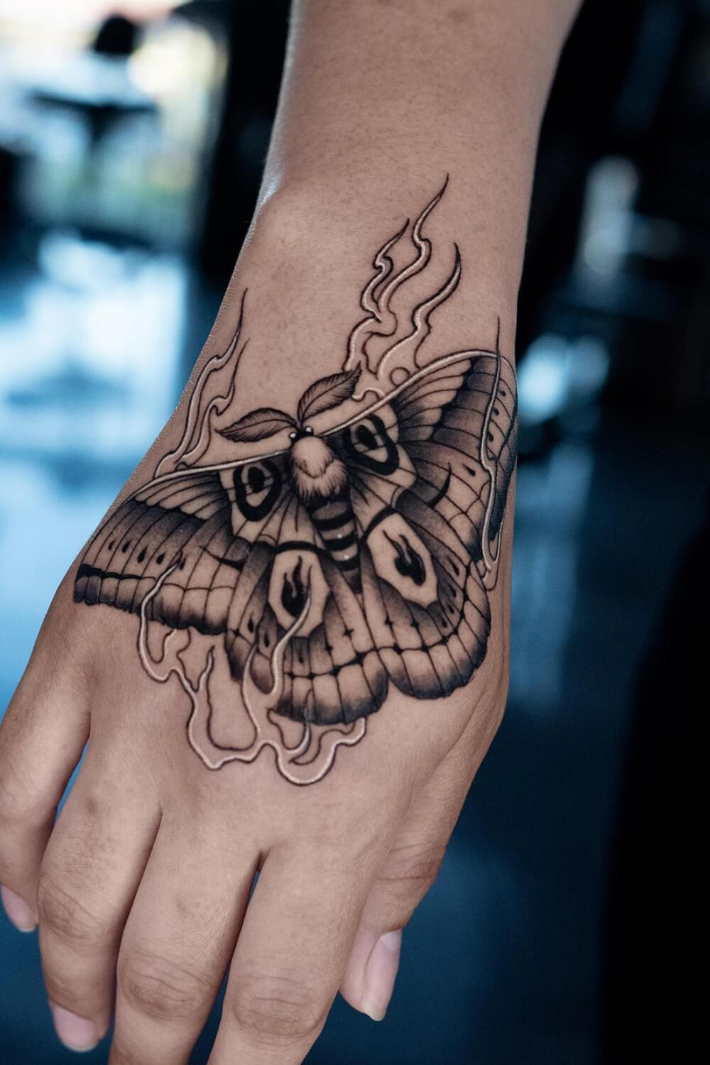 Moth Tattoo With Fire