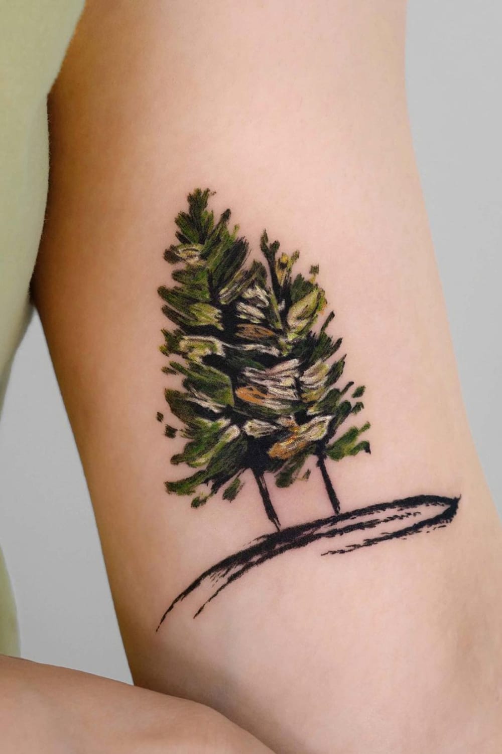 Oil Painting Style Tree Tattoo