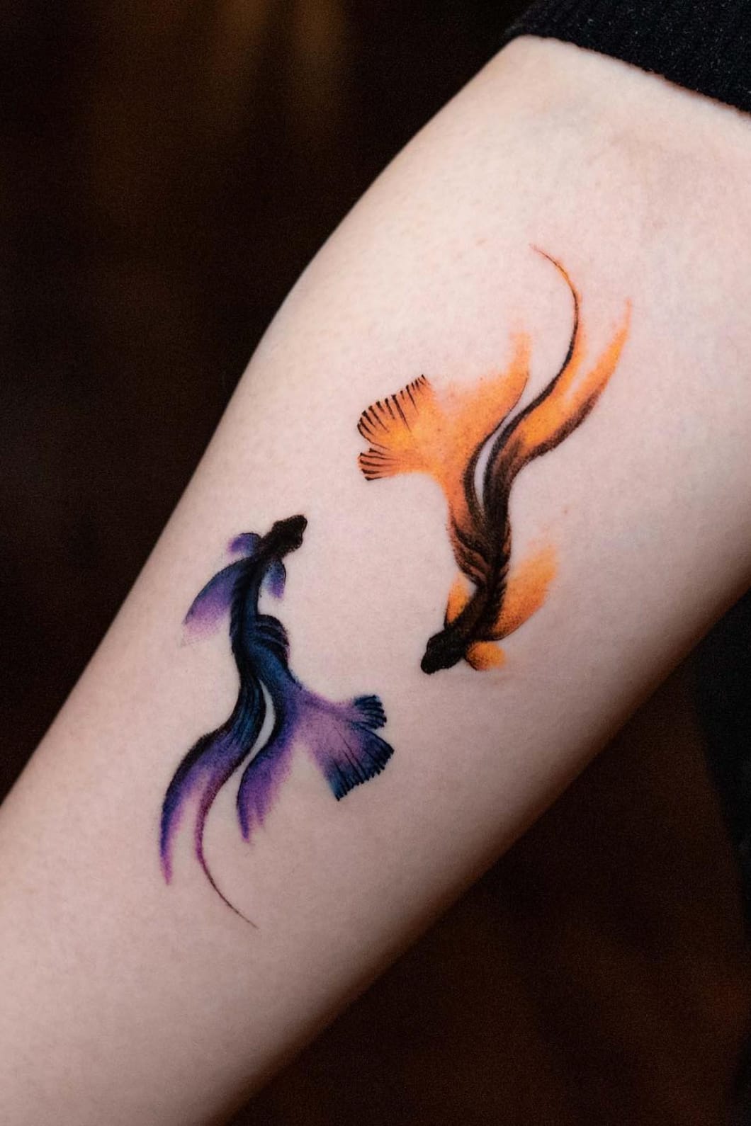 Orange and Purple Koi Fish Tattoo