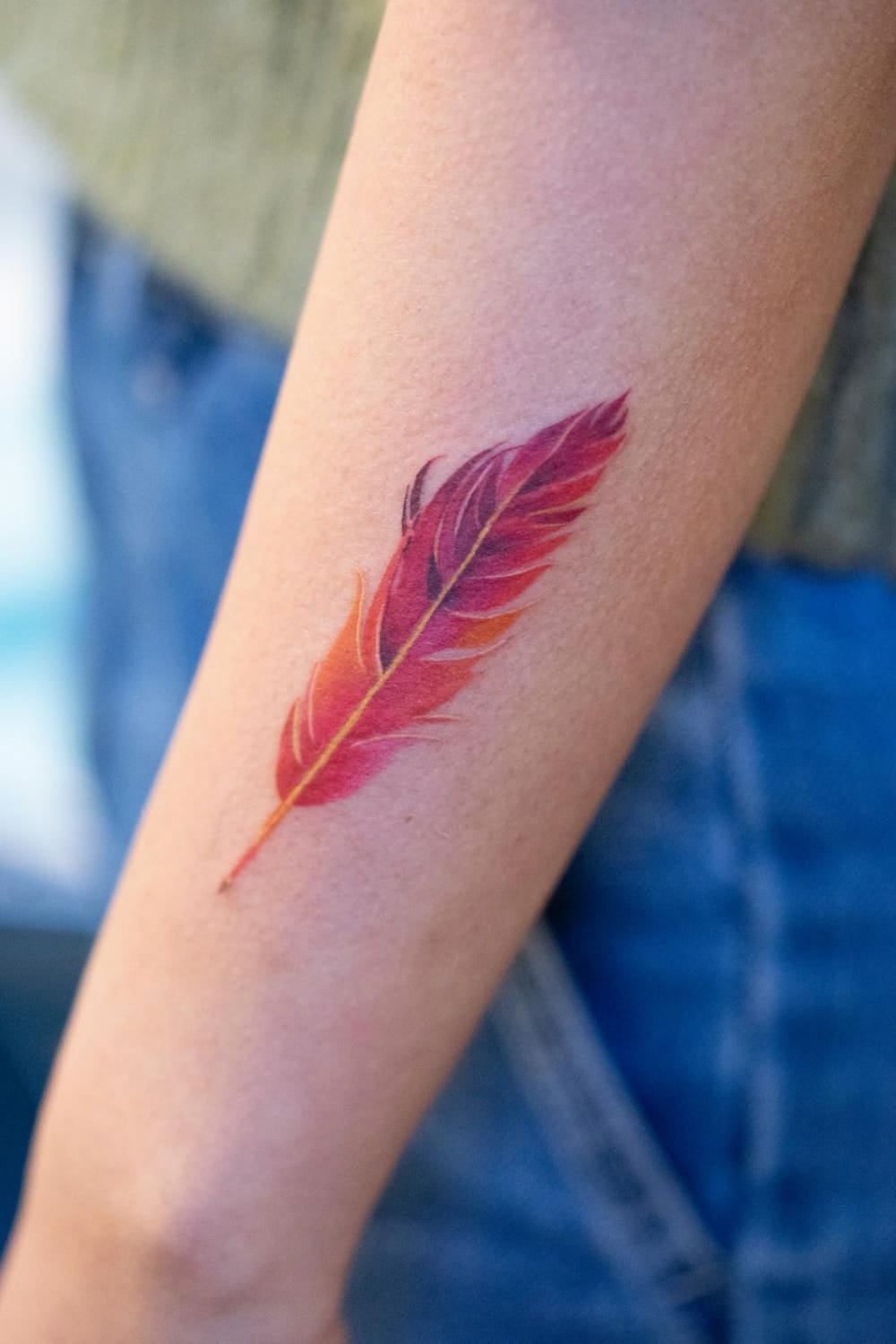 Pink Feather Tattoo