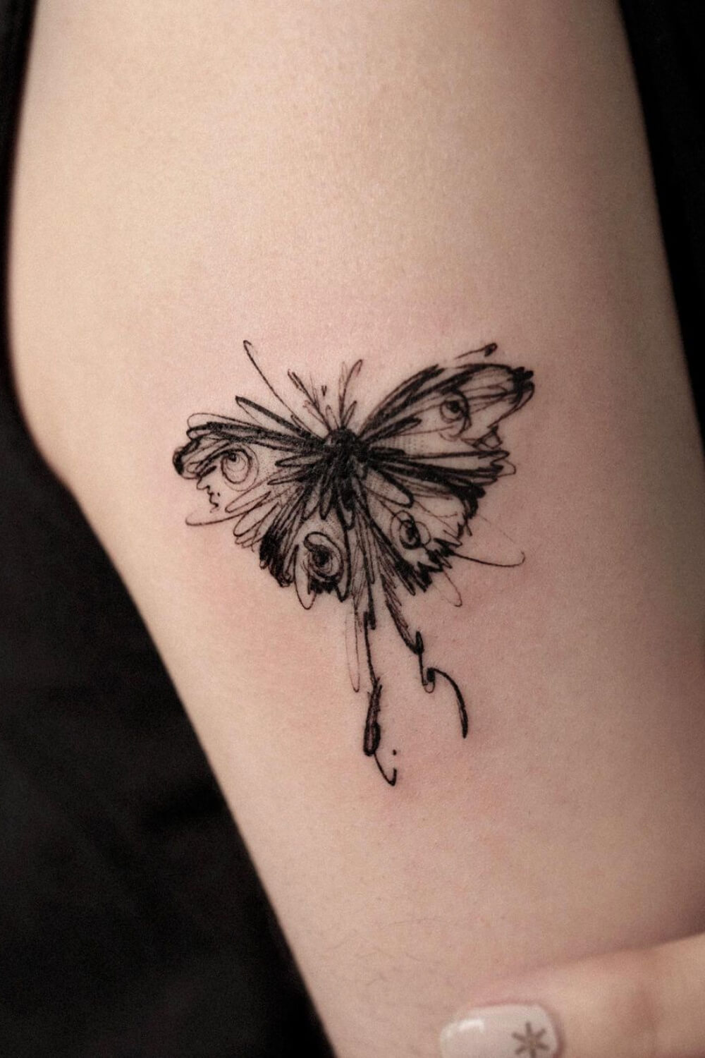 Sketch Style Moth Tattoo