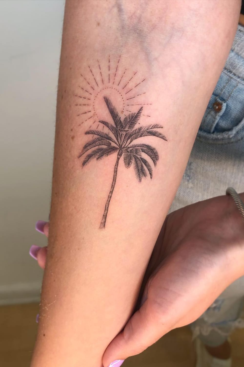 Sun and Tree Tattoo