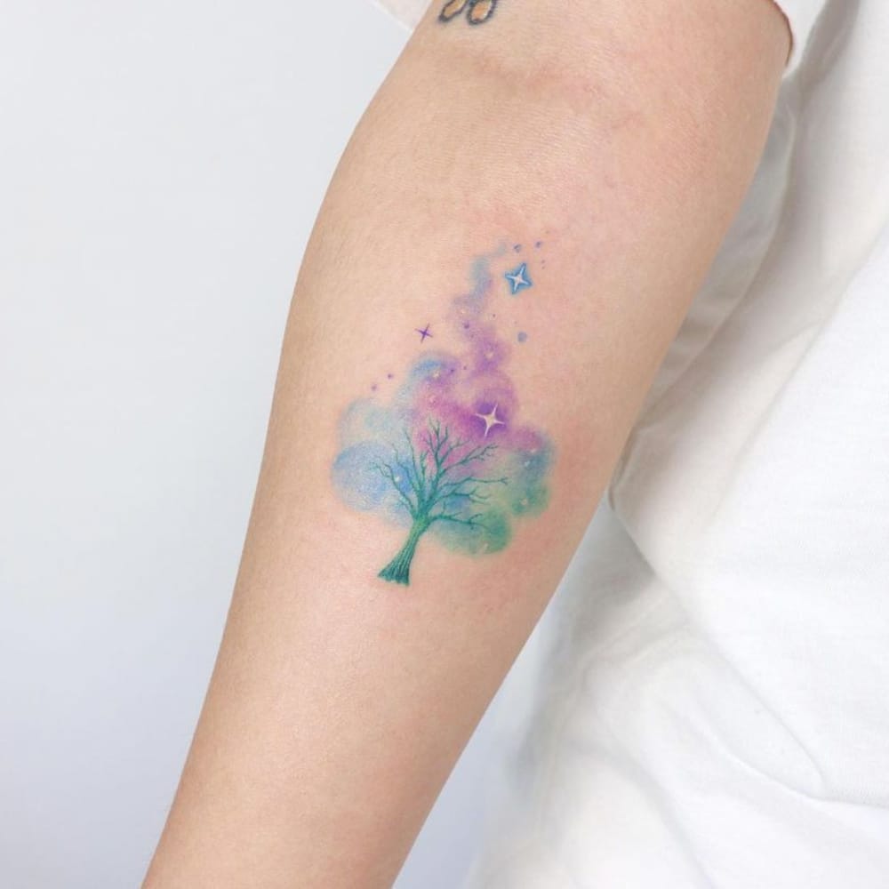 Watercolor Tree Tattoo