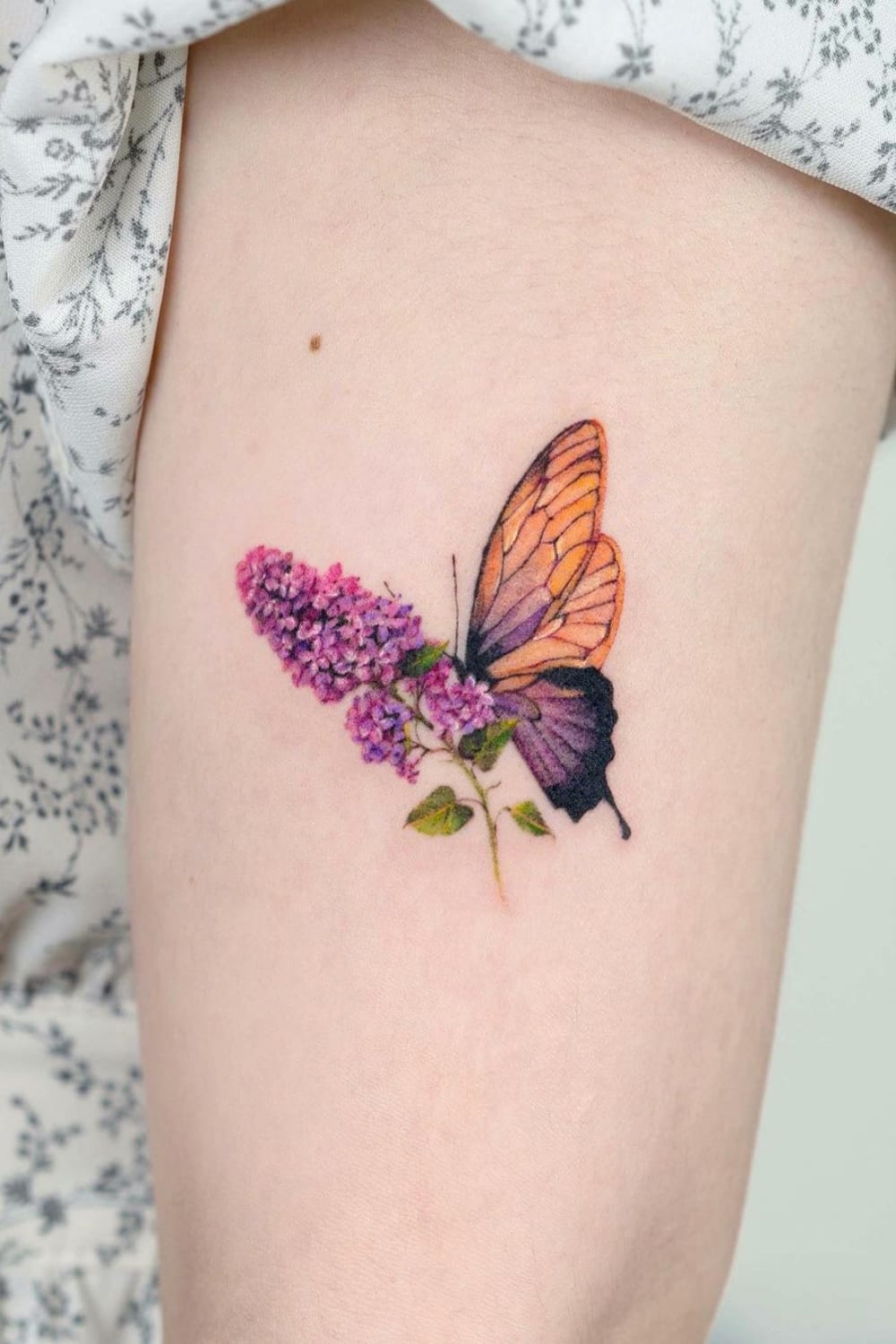 Butterfly and Lavender Tattoo