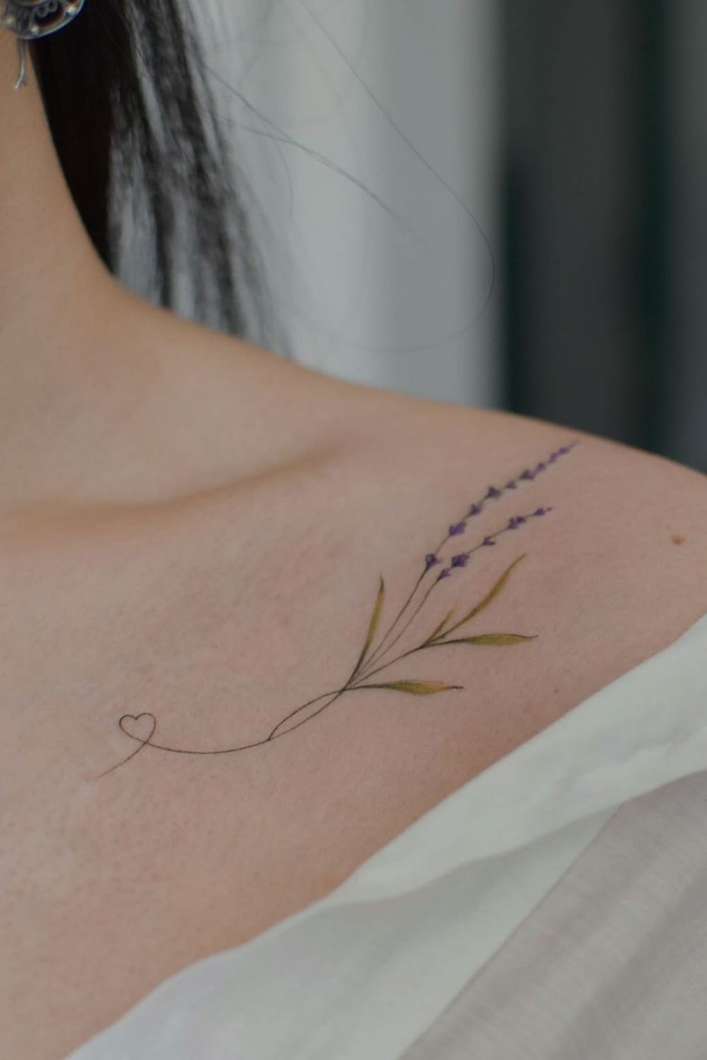 Heart and Lavender Tattoo