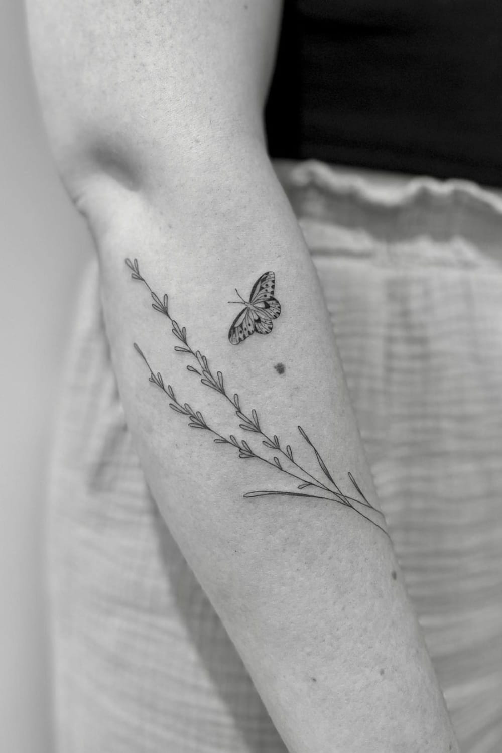 Moth and Lavender Tattoo