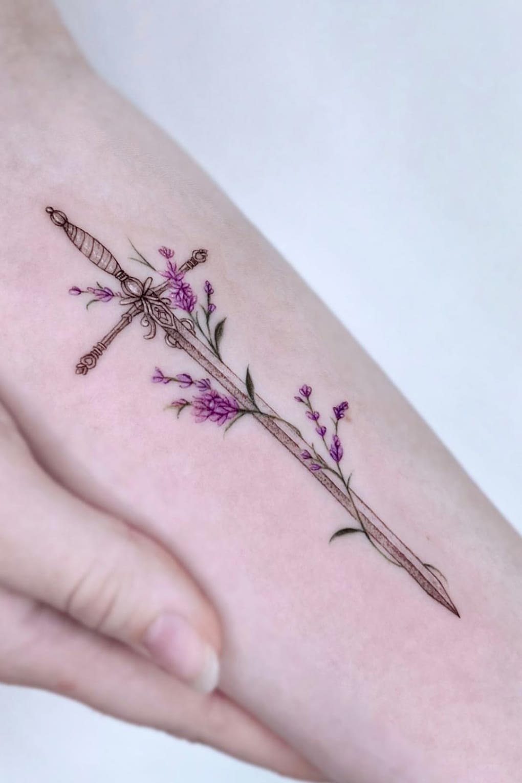 Sword and Lavender Tattoo