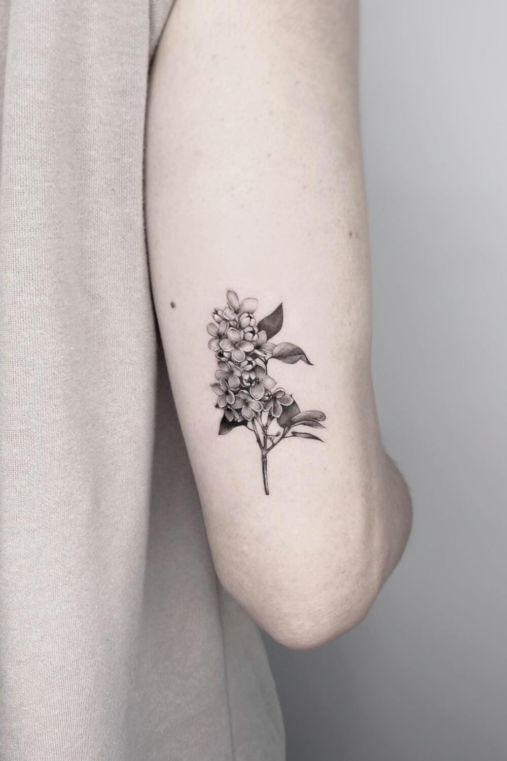 Black and White Lilac Tattoo