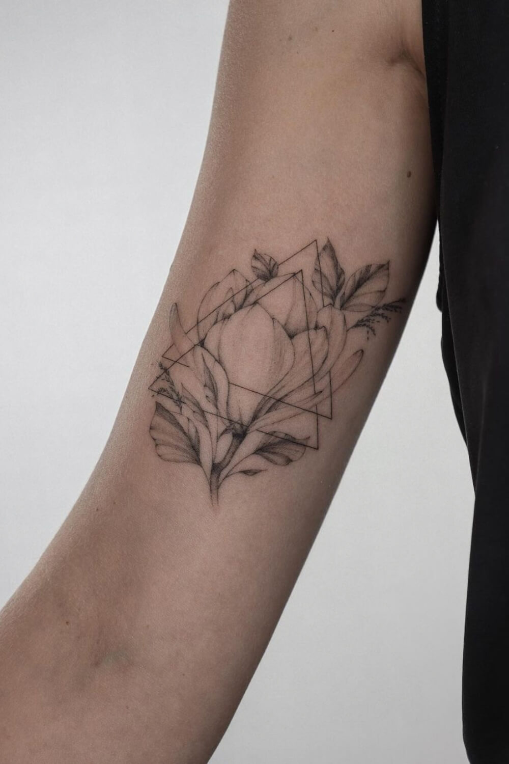 Geometric Magnolia Tattoo