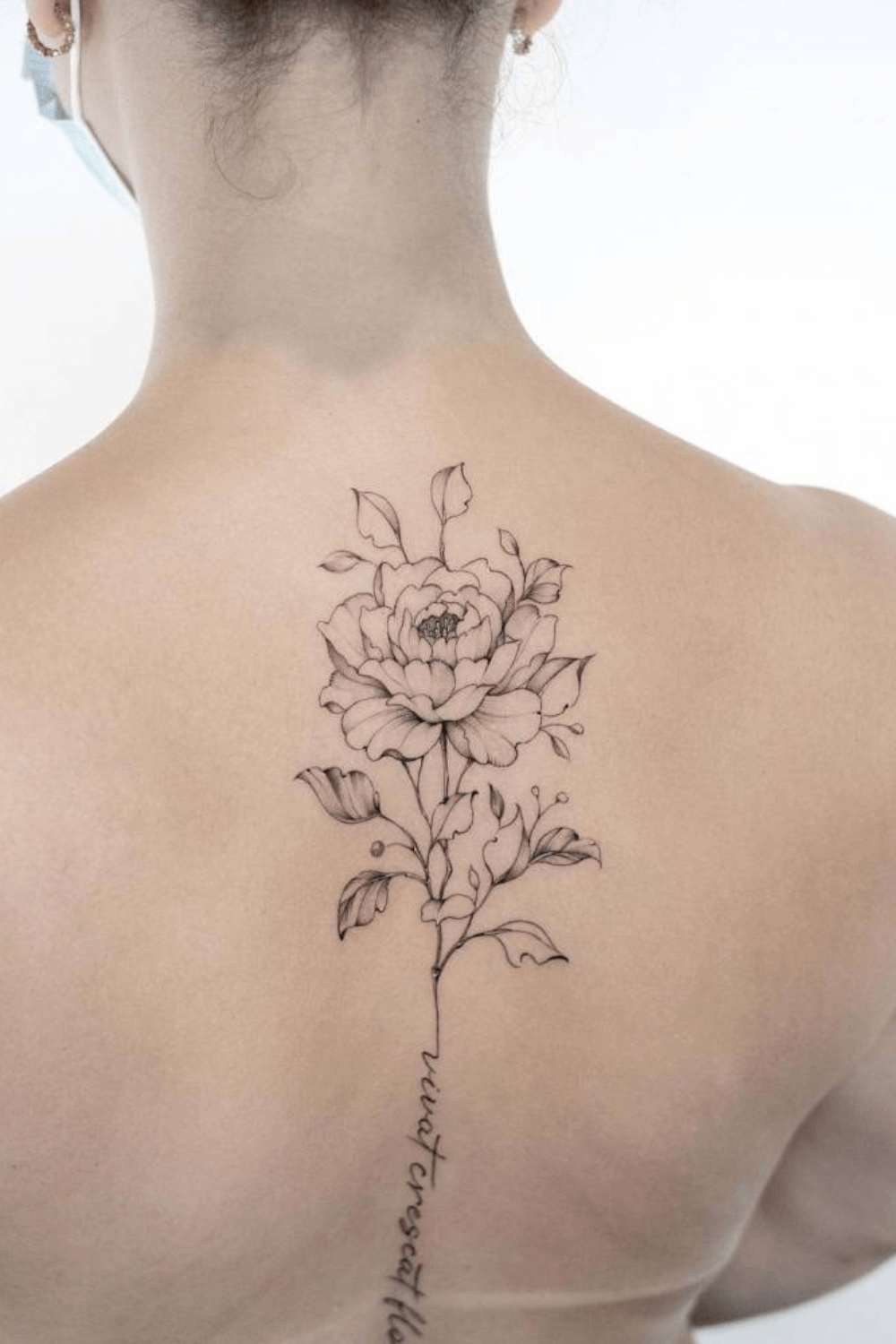 Peony Back Tattoo