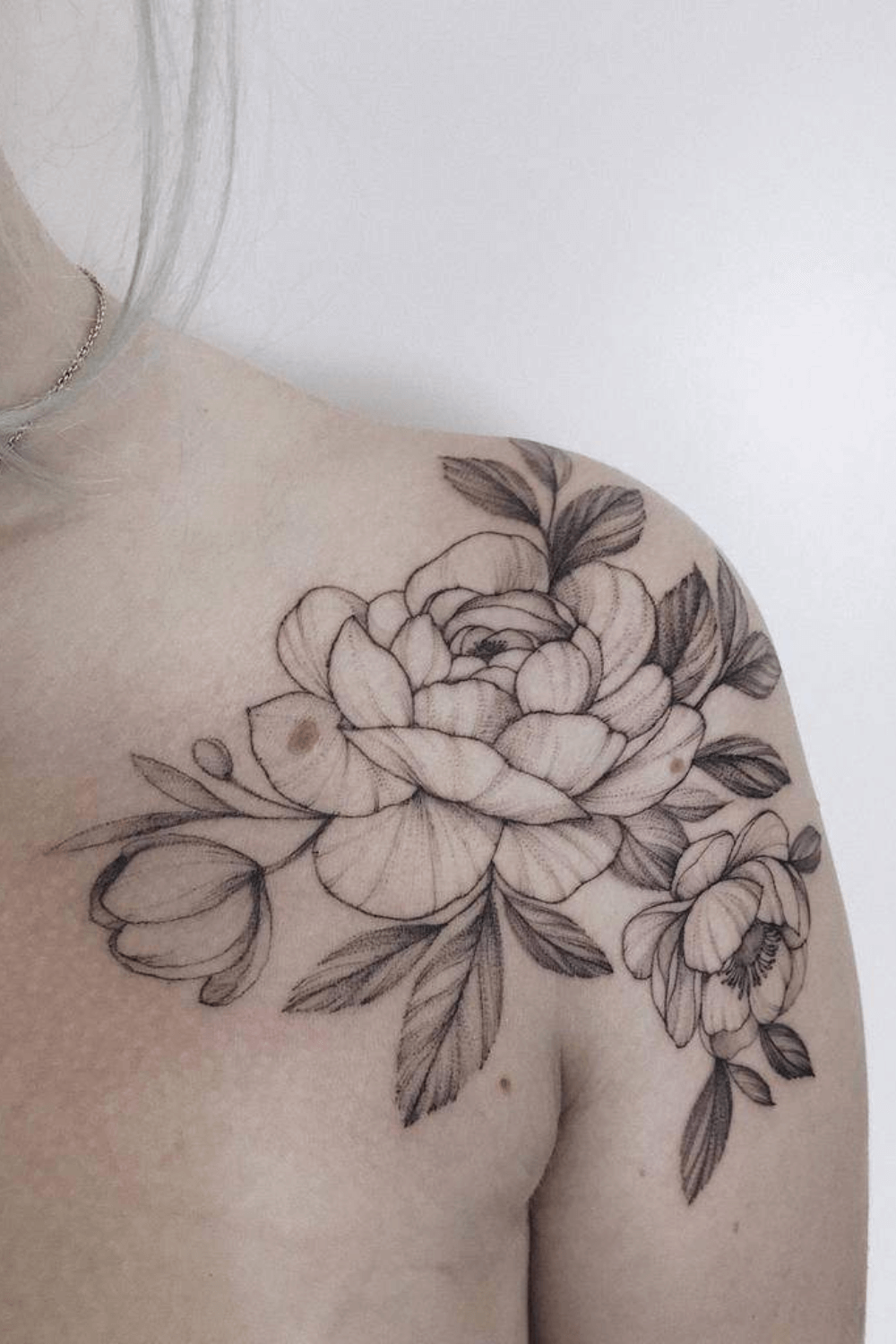 Peony Shoulder Tattoo