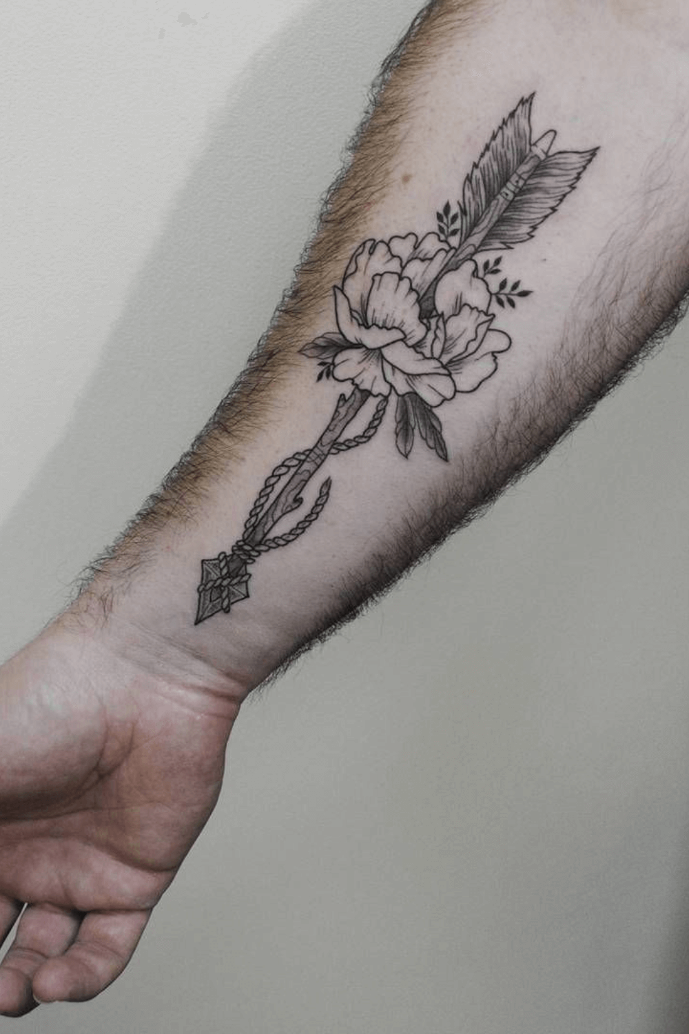 Peony and Arrow Tattoo