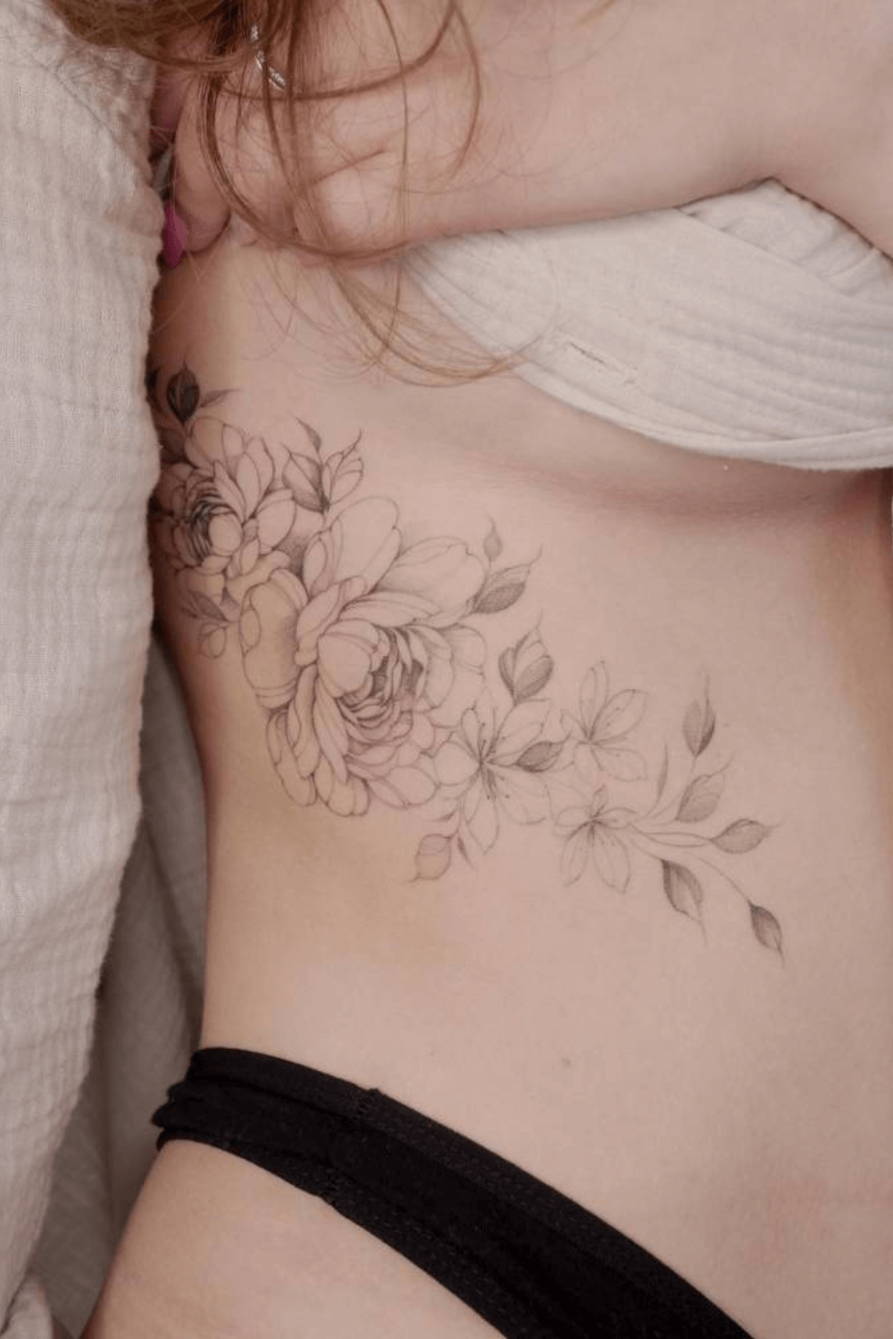 Peony and Cherry Blossom Tattoo